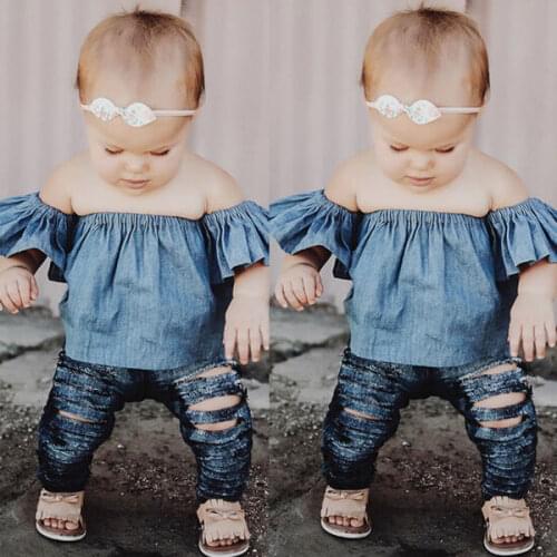 Toddlers Kids Baby Girls Clothing Tops Pullover Short Sleeve Tops T-shirt Off Shoulder Tees Girl Clothes