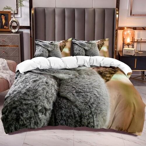 Kids Duvet Cover with Koala 3D Pattern Cute Animal Theme Bedding Comforter Cover with Microfiber Soft Quilt Cover Sets