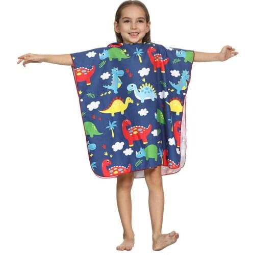 ED-Lumos Colorful Dinosaurs Hooded Kids Bath Towel Beach Towel Wrap Folding for Boys Girls Toddlers Under Age 7