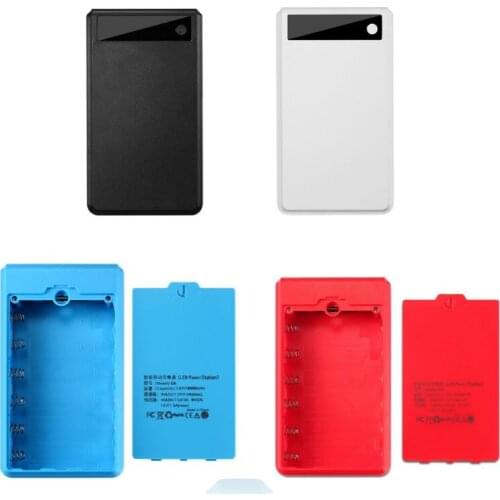 Dual USB 6x 18650 Batteries DIY Power Bank Box Holder Case with LED Light Charger Power Adapter For Mobile Phone Tablet