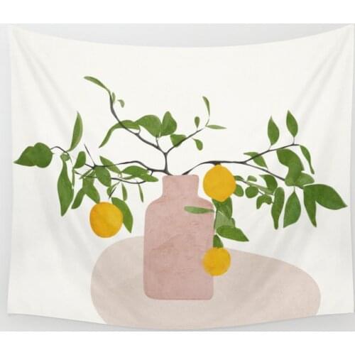 Lemon Branches Tapestry Wall Hanging Beach Throw Rug Blanket Camping Tent Travel Sleeping Pad Tapestry