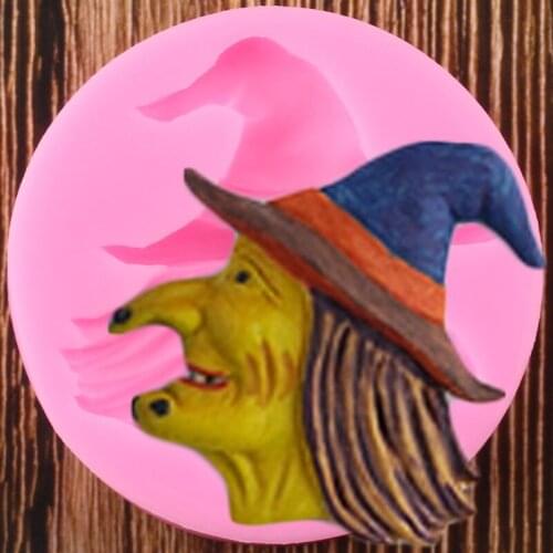 Halloween Witch Silicone Molds Cupcake Topper Fondant Mold DIY Party Cake Decorating Tools Candy Clay Chocolate Gumpaste Moulds