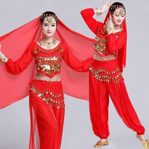 Lady Indian Bollywood Dance Costume Women Belly Dance Clothes Set Adult Stage India Dancing Clothes