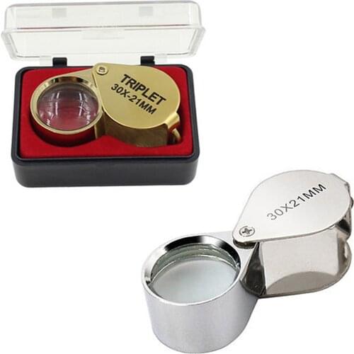 30X Power 21mm Jewelers Magnifier Gold Eye Loupe Jewelry Store Magnifying Glass