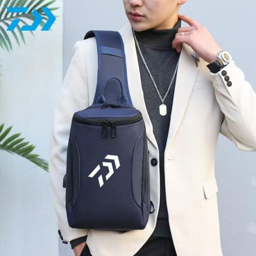Daiwa Fashionable New Men Women Outdoor Fishing Waterproof Crossbody Bag Sports Climbing Cycling Stitching Casual Shoulder Bag