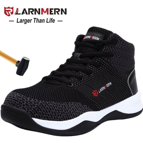 LARNMERN Mens Steel Toe Safety Work Shoes For Men Breathable Lightweight Anti-smashing Non-slip Reflective Protective Boots