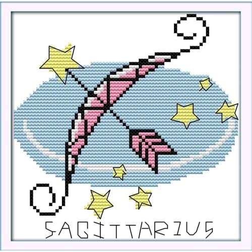 Sagittarius cross stitch kit 12 constellation cartoon Aida count 18ct 14ct 11ct print embroidery DIY handmade needlework supply