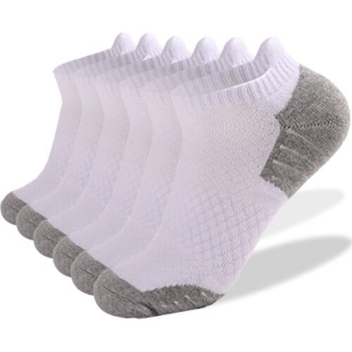 6 Pairs Men Sport Socks Outdoor Breathable Cotton Moisture Wicking Cushion Athletic Fitness Running Hiking Low Cut Ankle Sock