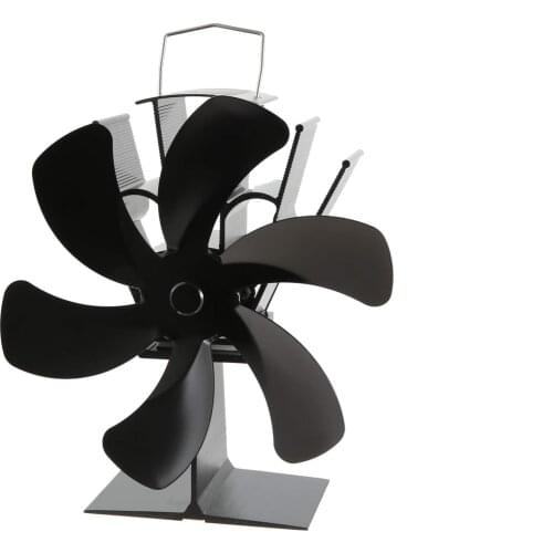 2021 New Black Fireplace 6 Blades Heat Powered Stove Fan Log Wood Burner Quiet Home Fireplace Fan Efficient Heat Distribution