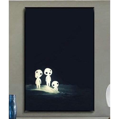 W377 Silk Fabric Poster Wall Art Decor Princess Mononoke Ghibli Cartoon Fashion Decoration Bright Christmas Gift