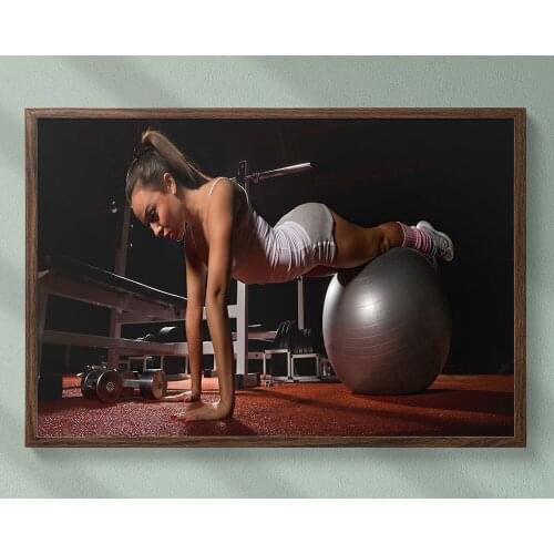 B011 Balance Ball Training Fitness Bodybuilding Women Sexy Beautiful Strong Wall Sticker Silk Fabric Poster Art Indoor Decor