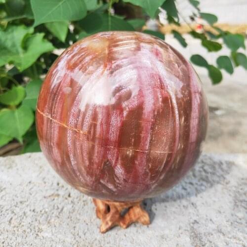 2.45kg Natural fossil wood Crystal Ball woodstone Quartz gemstone Sphere Reiki Healing