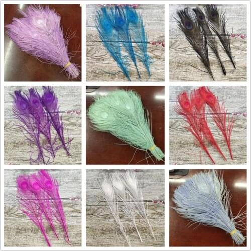 Multicolor 100 PCS Wholesale Natural Peacock Feathers 25-30 cm/10-12 inches Home Wedding Party Decoration