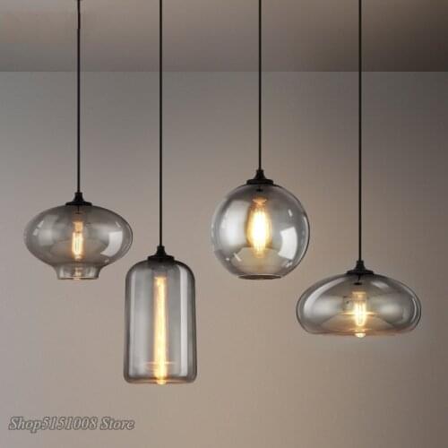 Modern onion shape Smoke gray glass pendant lights Nordic dining room cafe Russian Industrial Hanging Lamps Home Decor Luminaire
