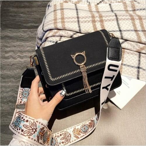 Vintage PU Leather Bags Bag Unique Fringe Cat Lock Famous Designer Womens Handbags Purses 2021 NEW Women Shoulder Crossbody Bag