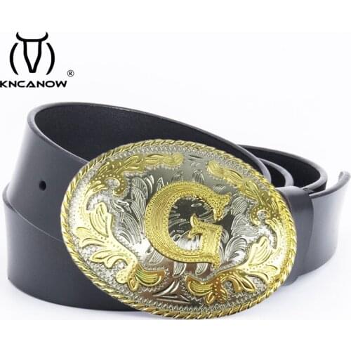 High-End Leather American Letter G Mens Belt Fashion Punk Plate Buckle Luxury Belt All-Match Jeans Casual Pant Husband Gift