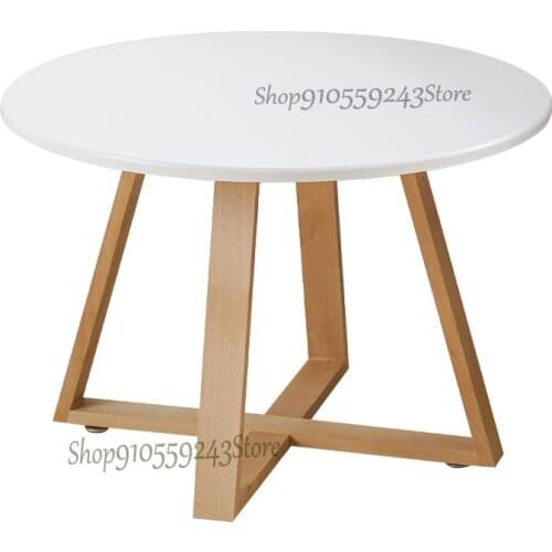 Japanese Simple Solid Wood Small Coffee Table Creative Living Room Net Red Ins Sofa Side Table Nordic White Round Small Tea Tabl