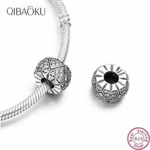 925 Sterling Silver Black Vintage Retro Heart Shape for Women Bracelet Fashion Jewelry Halloween Charms for Jewelry Making