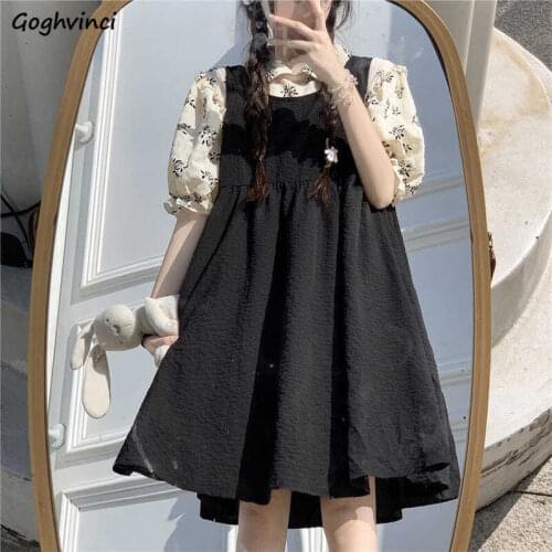 Sleeveless Dress Women Pure Color A-line Simple Midi Lovely Students Summer Leisure Ulzzang Mujer Soft Sweet Basic Ins Vestidos