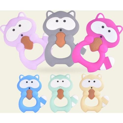 10pcs Silicone Teethers Animal Squirrel Shaped Food Grade BPA Free For Baby Teething Chew Charms Silicone Bead Toy Gift