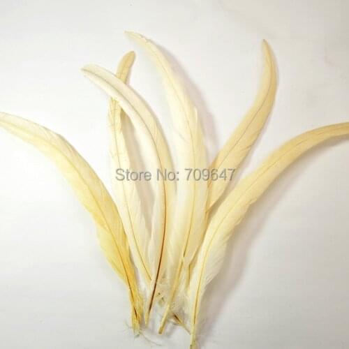 100pcs/lot!12-14inch(30-35cm)Beige/Ivory coque rooster tail Feathers for Hats Headdress costumes Crafts decor