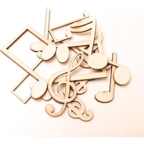 12pcs 35-58mm Woody Note Wooden Craft Embellishments MDF Wooden Cutout Flatback Scrapbooking for Cardmaking Wedding Decoration