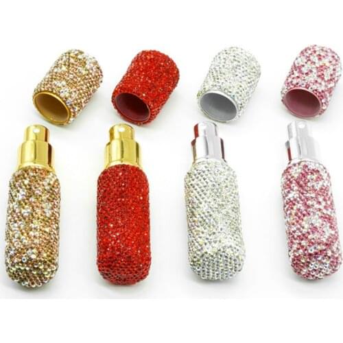 5ml Exquisite Diamond Perfume Bottle Mini Sparkling All Rhinestones Perfume Bottling Lotion Bottle Traveling Portable Spray Jars