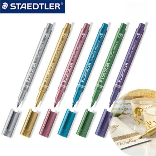 6 colors Germany STAEDLTER 8323 Greeting Card Invitation Sign In Metal Color Hand Account Pen Mark Note Pen Metal Paint Pen