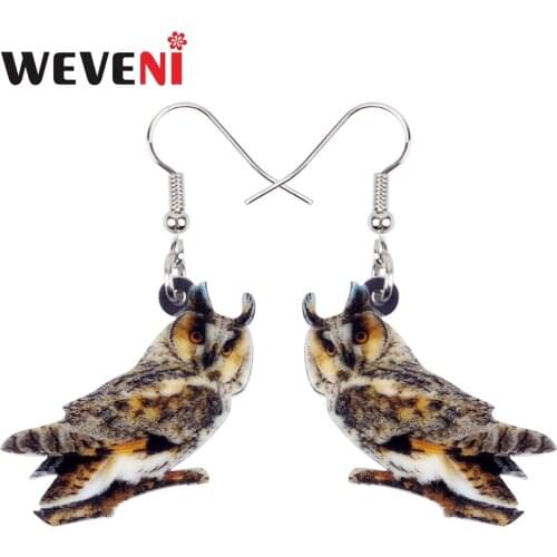 WEVENI Acrylic Fashion Long-eared Owl Bird Earring New Long Dangle Drop Trendy Animal Jewelry For Women Girls Female Wholesale