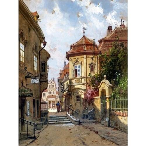 5D Needlework Diy Diamond Painting Cross Stitch Town Alley Landscape Full Square Round Diamond Embroidery Mosaic HomeDecorZP-085