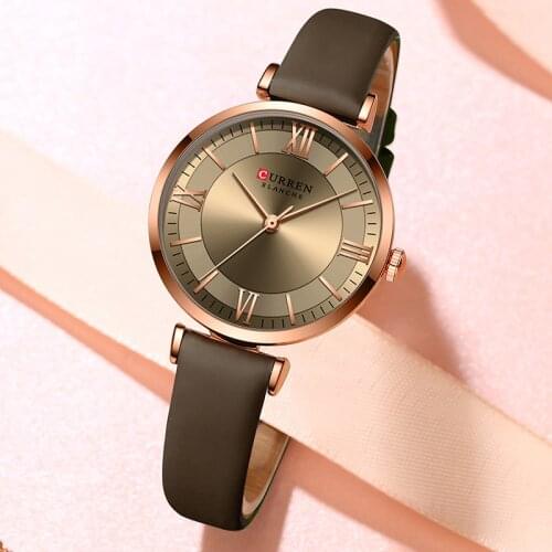CURREN Top Brand Luxury Leather Ladies Quartz Wristwatches Bracelet Female Clock Simple Dress Women Watches Relogio Feminino