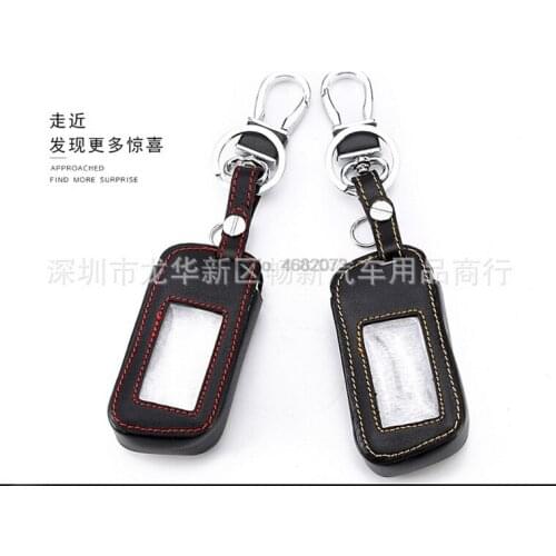 By DHL 200pcs Leather Car Remote Key Case Cover with Keychain Key Protector for Starline A93 A63 Two Way Car Alarm