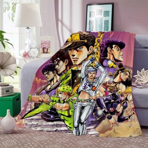 CLOOCL Anime JoJo Bizarre Adventure Flannel Blankets Print Child Adult Quilt Throws Blanket Sofa Travel Teen Student Blanket