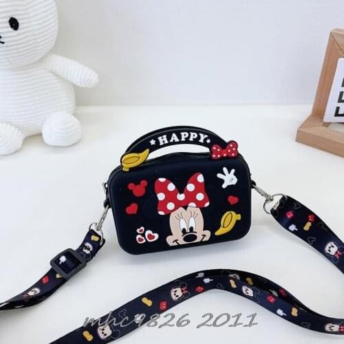 Disney Mickey Mouse Childrens Small Bag Mini Shoulder Bag Cartoon Mickey Minnie Baby Silicone Coin Purse Girl Crossbody Bags