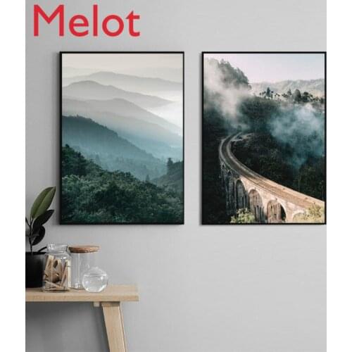 Customized Natural Scenery Photography Nine Arch Bridge Forest Far Mountain Art Paper Poster Painting Core Nordic Room Decor