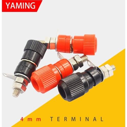 10pcs Banana Socket 4mm Connection Terminal Seat Test Red Black Nut With Metal Ring Termination DIY For Power Amplifier