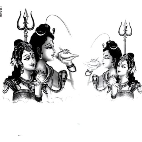 Indian Poseidon Conch Waterproof Temporary Tattoo Sticker Body Art Tattoo Fake Tattoo Henna Temporary Tatoo Sleeve Stickers