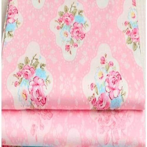 50x40cm Graceful Spring Garden Pink Flowers Printed Cotton Fabric Bundle