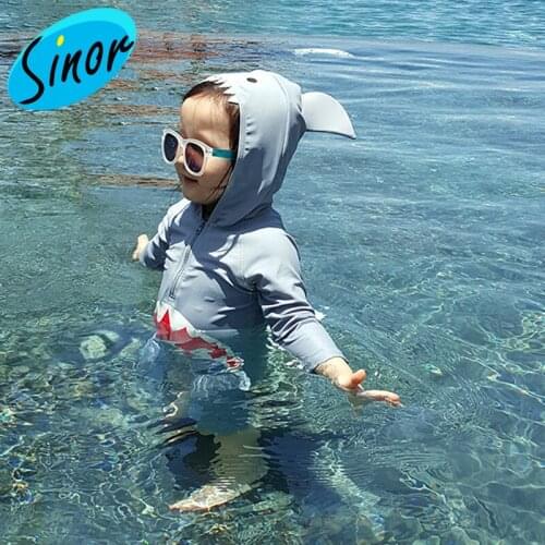 Korean One-Piece Swimsuit for Children Cute Cartoon Shark Girls and Boys Childrens Baby Sun Student Swimsuit