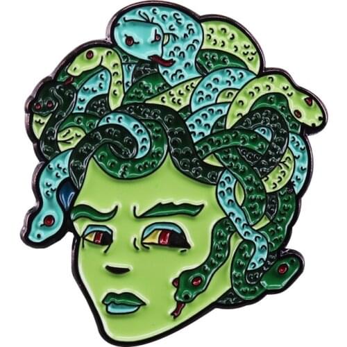Medusa tragic story pin to any shirt pocket or lapel to intimidate all who would approach you