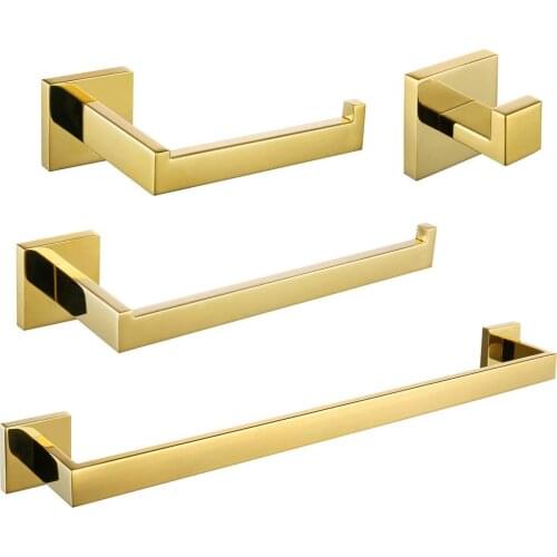 304 Stainless Steel Bathroom Hardware Set Polished Gold Toilet Roll Paper Holder Wall Mountd Towel Bar Robe Hook Matte Black