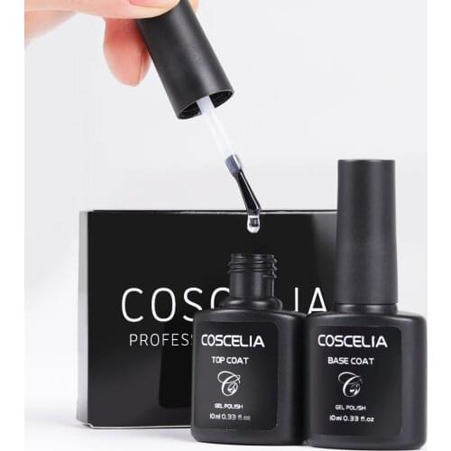 COSCELIA Top Base Coat Set Nail Reinforce Gel Vernish Hybrid Semi Permanent UV LED For Nail Art Gel Tools Nail Gel Polish