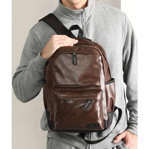 2020 New Brand Leather Backpack Waterproof Laptop Backpack Men Travel For Teenager Men Casual Daypacks Male