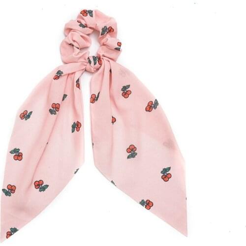 New Summer Patterns Pink Hair Bands For Girls Cherry Hair Scrunchies For Teenager Girls Kawaii Hairbands For Students Hair