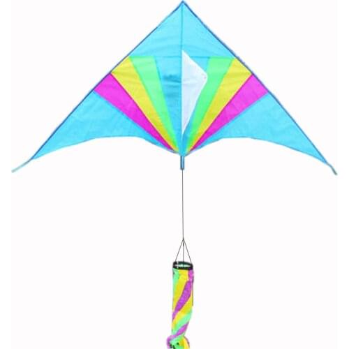 Outdoor Fun Sports Rainbow Triangle Kite With Windsock Handle And Line Good Flying