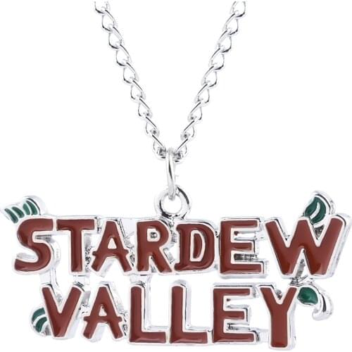 Game Stardew Valley Necklaces Leather Rope Chain Red Art Letter Metal Pendant Necklaces For Men Women Jewelry Gifts