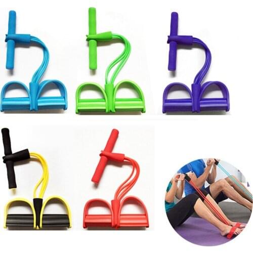 Pedal Exerciser Sit-up Pull Rope 4 Tube Resistance Bands Latex Expander Elastic Bands Pilates Yoga Fitness Workout Equipment