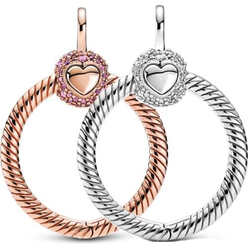 Rose Moments Small Pave Crown O & Heart With Crystal Pendant Bead 925 Sterling Silver Charm Fit Europe Bracelet Diy Jewelry