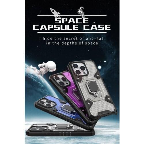 For iPhone 13 12 11 Pro Max 13 12 mini X XR XS Max Space Capsule Anti-drop Mobile Phone Case With ring Shockproof Case