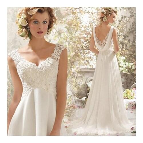 Sexy V-neck Court Train Backless Ball Gown Princess 2021 New Classic Sleeveless Lace A-line Wedding Dresses Custom Size